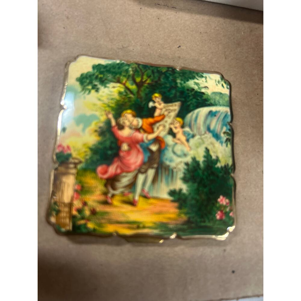 Vintage Stratton Scenic Compact Purse Powder & Mirror - Multicolor